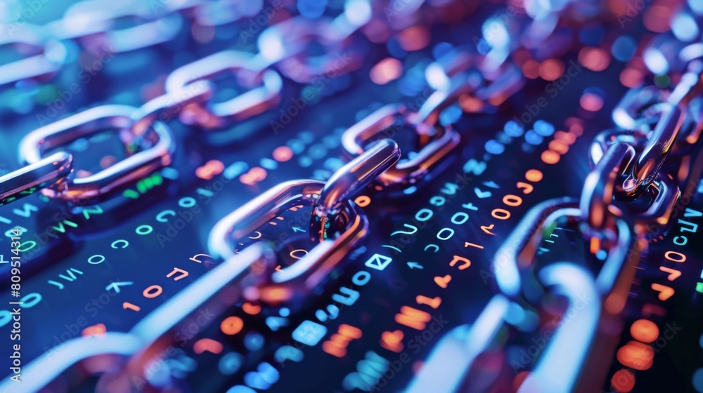 Poster secure blockchain network setup on a laptop a remote worker