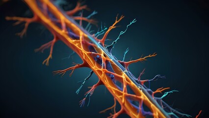 A 3D animation of a nerve impulse traveling along a neuron, showcasing the electrical and chemical processes involved in signal transmission.