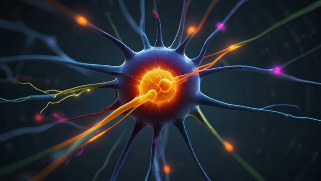 A 3D animation of a nerve impulse traveling along a neuron, showcasing the electrical and chemical processes involved in signal transmission.