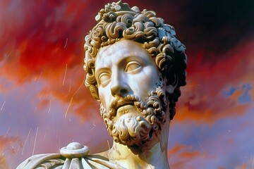 Abstract classic stoic ancient greek, roman sculpture. Portraying a style of historical stoicism with a cultural expression