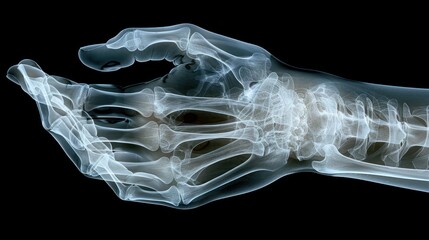 Fototapeta premium X-ray of a fractured arm, illustrating bone breaks and treatment methods, used in emergency medicine education.