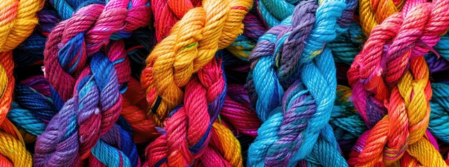 colorful ropes with black Background
