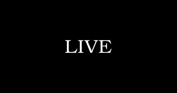 Simple LIVE golden metallic text animation symbol for live now streaming premiering on social media feed event performance editable sign overlay effect in 4K comic interface creative illuminated sign.