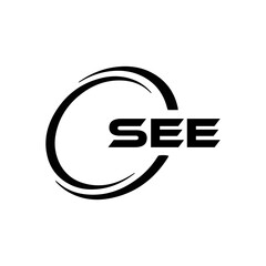 SEE logo. S E E design. White SEE letter. SEE, S E E letter logo design. Initial letter SEE letter logo set, linked circle uppercase monogram logo. S E E letter logo vector design.	
