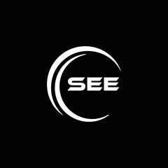 SEE logo. S E E design. White SEE letter. SEE, S E E letter logo design. Initial letter SEE letter logo set, linked circle uppercase monogram logo. S E E letter logo vector design.	
