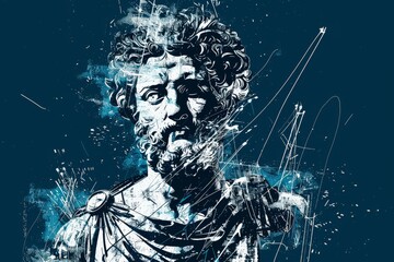 Abstract classic stoic ancient greek, roman sculpture. Portraying a style of historical stoicism with a cultural expression