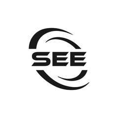 SEE logo. S E E design. White SEE letter. SEE, S E E letter logo design. Initial letter SEE letter logo set, linked circle uppercase monogram logo. S E E letter logo vector design.	
