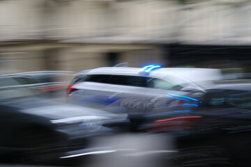 French police blurred a car in the street 