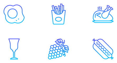 Food & Drinks, Line Gradient, Pictogram Symbol, Visual Illustration, Set, Restaurant Menu, Beverage Icons, Culinary Art, Cocktail Glasses, Culinary Design, Drink Silhouettes, Food Icons, Abstract Symb