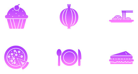 Food & Drinks Glyph Gradient Icon pictogram symbol visual illustration Set