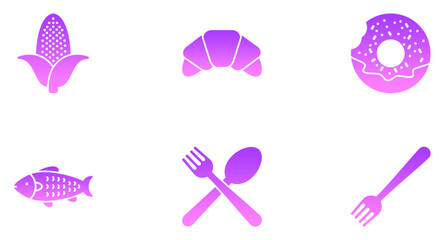 Food & Drinks Glyph Gradient Icon pictogram symbol visual illustration Set