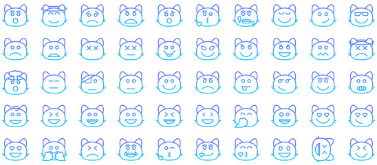 Cat Smiley  Icon Smiley Face Emoji pictogram symbol visual illustration Set