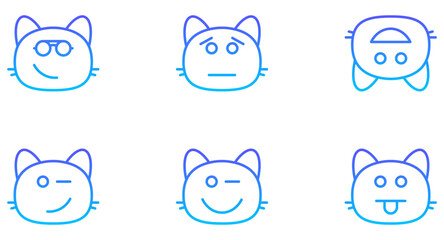 Cat Smiley  Icon Smiley Face Emoji pictogram symbol visual illustration Set
