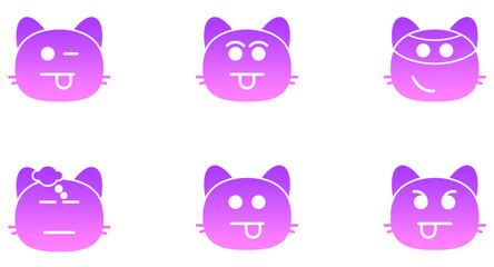 Cat Smiley Glyph Icon Smiley Face Emoji pictogram symbol visual illustration Set