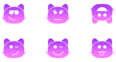 Cat Smiley Glyph Icon Smiley Face Emoji pictogram symbol visual illustration Set