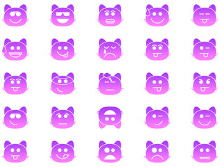 Cat Smiley Glyph Icon Smiley Face Emoji pictogram symbol visual illustration Set