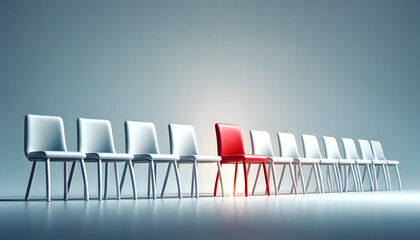  theme 'Similar Yet Different' in business success, featuring a lineup of office chairs with one distinctively different chair symbolizing leadership and uniqueness.