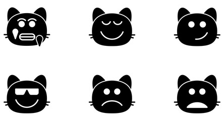 Obraz premium Cat Smiley Glyph Icon Smiley Face Emoji pictogram symbol visual illustration Set