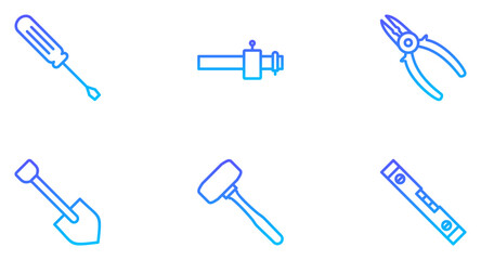 Hand Tools Line Gradient Icon pictogram symbol visual illustration Set