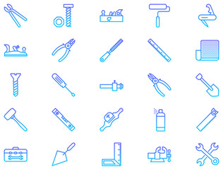 Hand Tools Line Gradient Icon pictogram symbol visual illustration Set