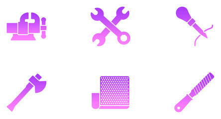 Fototapeta premium Hand Tools Glyph Gradient Icon pictogram symbol visual illustration Set 