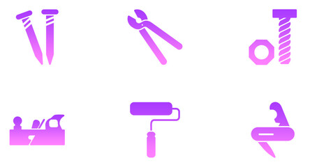 
Hand Tools Glyph Gradient Icon pictogram symbol visual illustration Set
