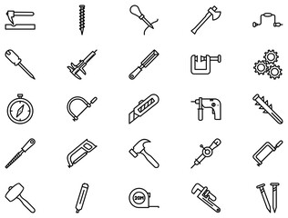 Hand Tools Line Icon pictogram symbol visual illustration Set