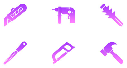 
Hand Tools Glyph Gradient Icon pictogram symbol visual illustration Set
