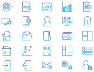 Admin Dashboard Line Gradient icon pictogram symbol visual illustration Set
