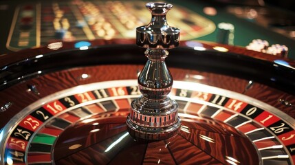 Spinning professional roulette wheel in casino