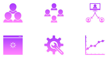Admin Dashboard Glyph Gadient icon pictogram symbol visual illustration Set