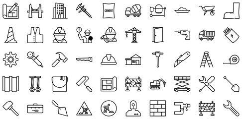 Construction Line pictogram symbol visual illustration Set