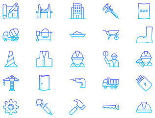 Construction Line Gradient pictogram symbol visual illustration Set