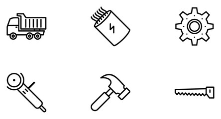 Construction Line pictogram symbol visual illustration Set