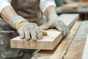 Close-up of Hands Sanding Wood in Workshop. Craftsman at Work. Focus on Detail and Craftsmanship. Woodworking and Carpentry. Generative AI