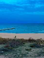 Dramatic clouds over the sea. Natural landscape. rain and large dark clouds over the sea