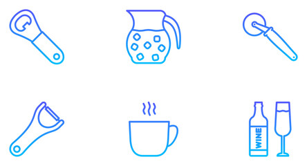 Kitchen Line Gradient Icon pictogram symbol visual illustration Set