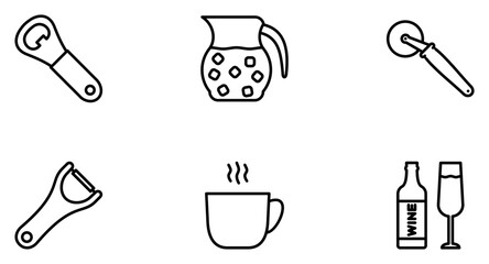Kitchen Line Icon pictogram symbol visual illustration Set