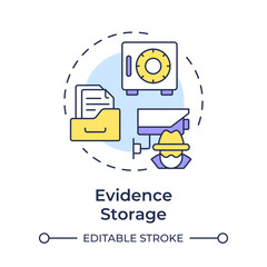 Evidence storage multi color concept icon. Forensic integrity. Surveillance footage, media. Round shape line illustration. Abstract idea. Graphic design. Easy to use in infographic, presentation