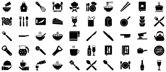 Kitchen Glyph Icon pictogram symbol visual illustration Set