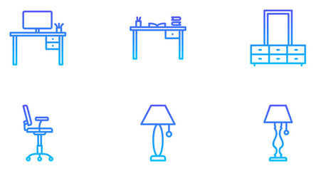 Fototapeta premium Furniture Line Gradient Icon pictogram symbol visual illustration Set