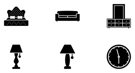 Fototapeta premium Furniture Glyph Icon pictogram symbol visual illustration Set