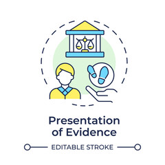 Presentation of evidence multi color concept icon. Supreme court, judicial system. Round shape line illustration. Abstract idea. Graphic design. Easy to use in infographic, presentation