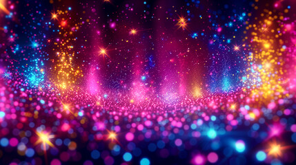 Fototapeta premium A colorful, starry background with a bright, vibrant glow