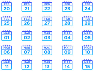 Calendar Line Gradient Icon pictogram symbol visual illustration Set