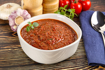 Spanish traditional gazpacho tomato soup