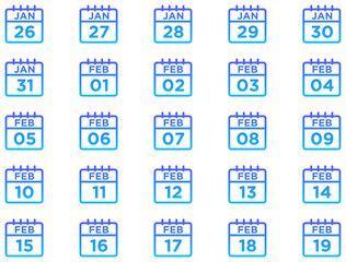 Calendar Line Gradient Icon pictogram symbol visual illustration Set