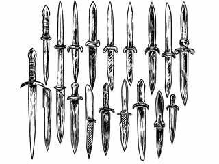 set of knives isolated