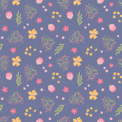 Seamless pattern with cute flowers. Design for fabric, textile, wallpaper, packaging.	