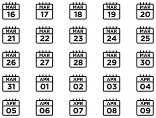 Calendar Line Icon pictogram symbol visual illustration Set